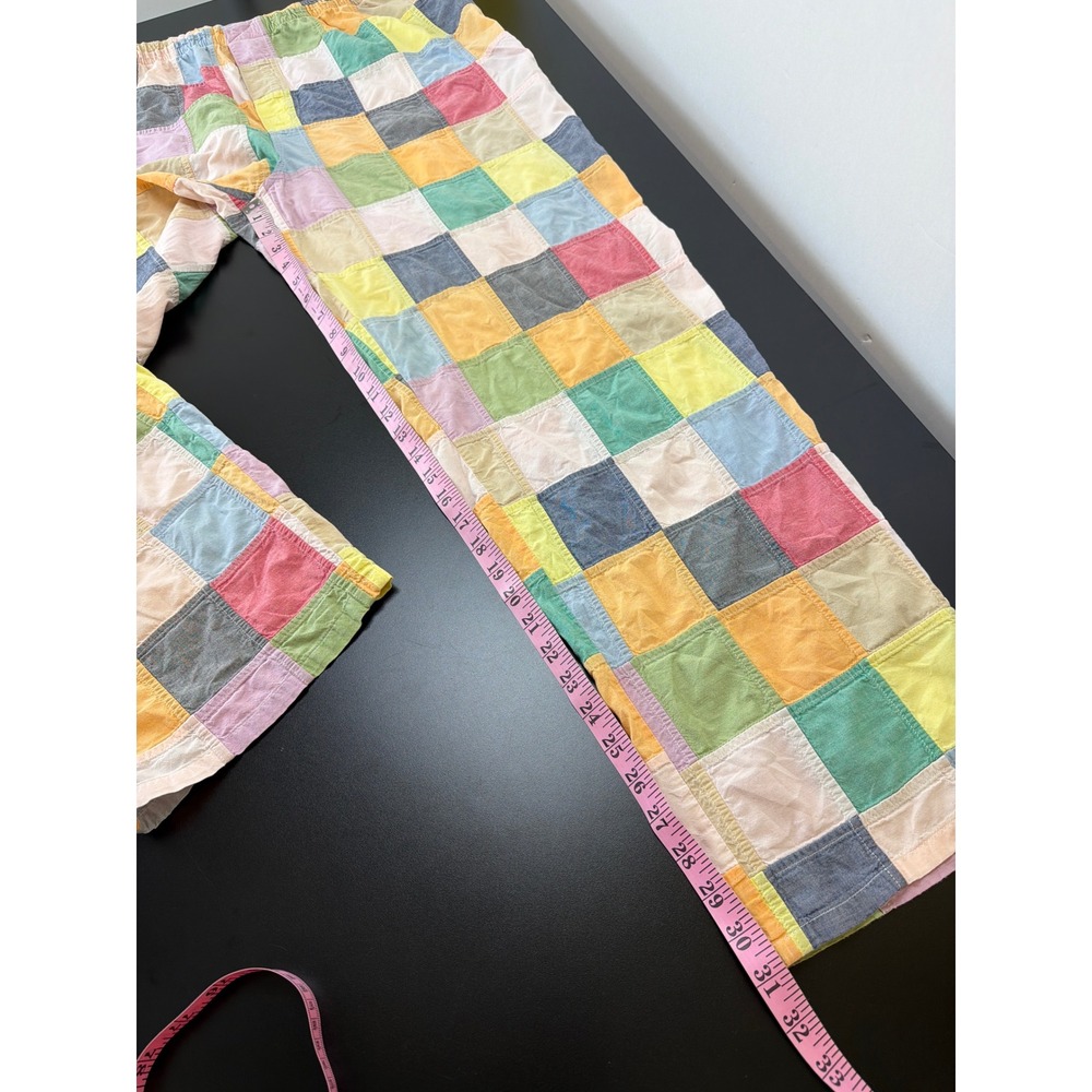 Vtg Orvis Patchwork Pull On Pants Multicolored High Rise XL Checkerboard Pattern - Picture 7 of 12